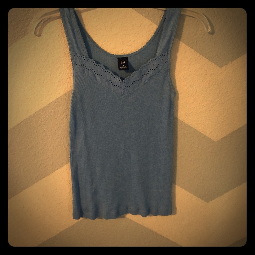 Ribbed tank top with eyelet detail